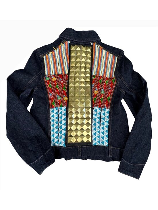True Religion Jackets & Blazers - True Religion Camden Blue Collar Denim Jacket Womens M Embellished Design Retro